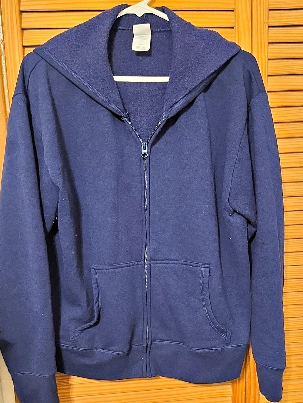 Hanes EcoSmart Full-Zip Fleece Hoodie Blue Large